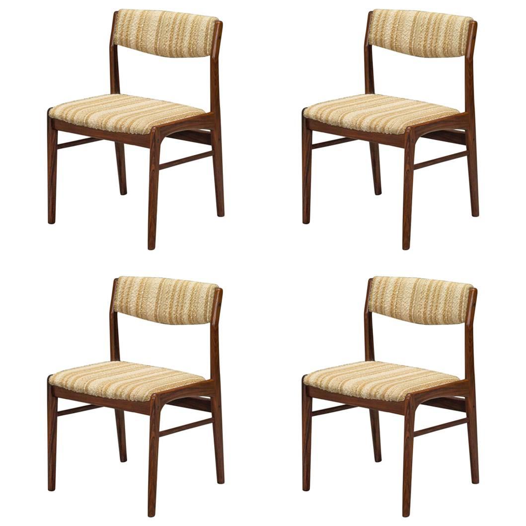 Ensemble de quatre chaises de salle à manger danoises modernes en bois de rose par Thorso Stole
