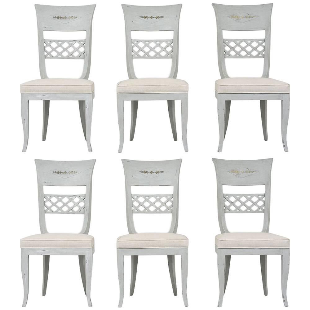 Set of Six Hollywood Regency Dining Chairs