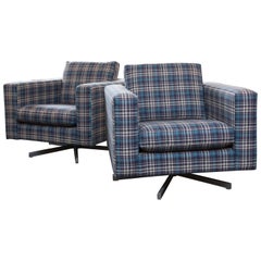 Pair of Modern Tuxedo Swivel Chairs in Tartan Plaid at 1stDibs | tartan  swivel chair, plaid swivel chair