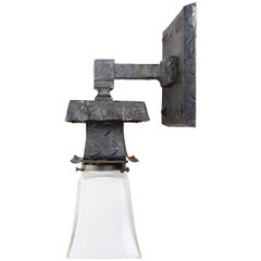 Hammered Iron Exterior Sconce with Shade