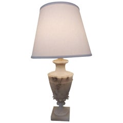 Tall Alabaster Table Lamp in Grey and White