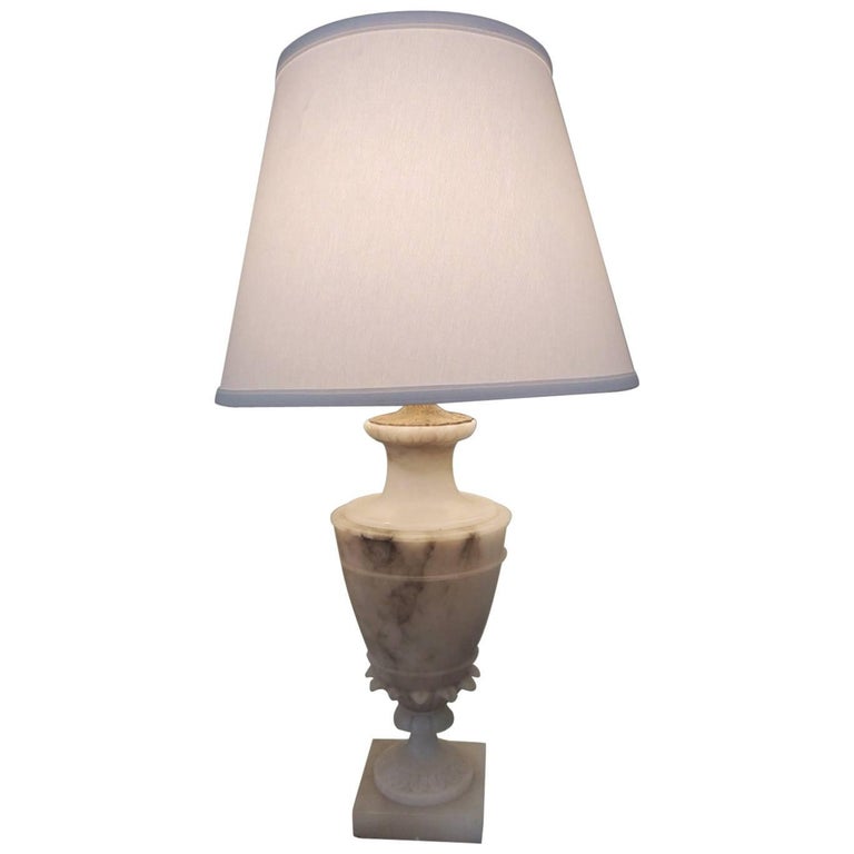 Tall Alabaster Table Lamp in Grey and White at 1stDibs vintage