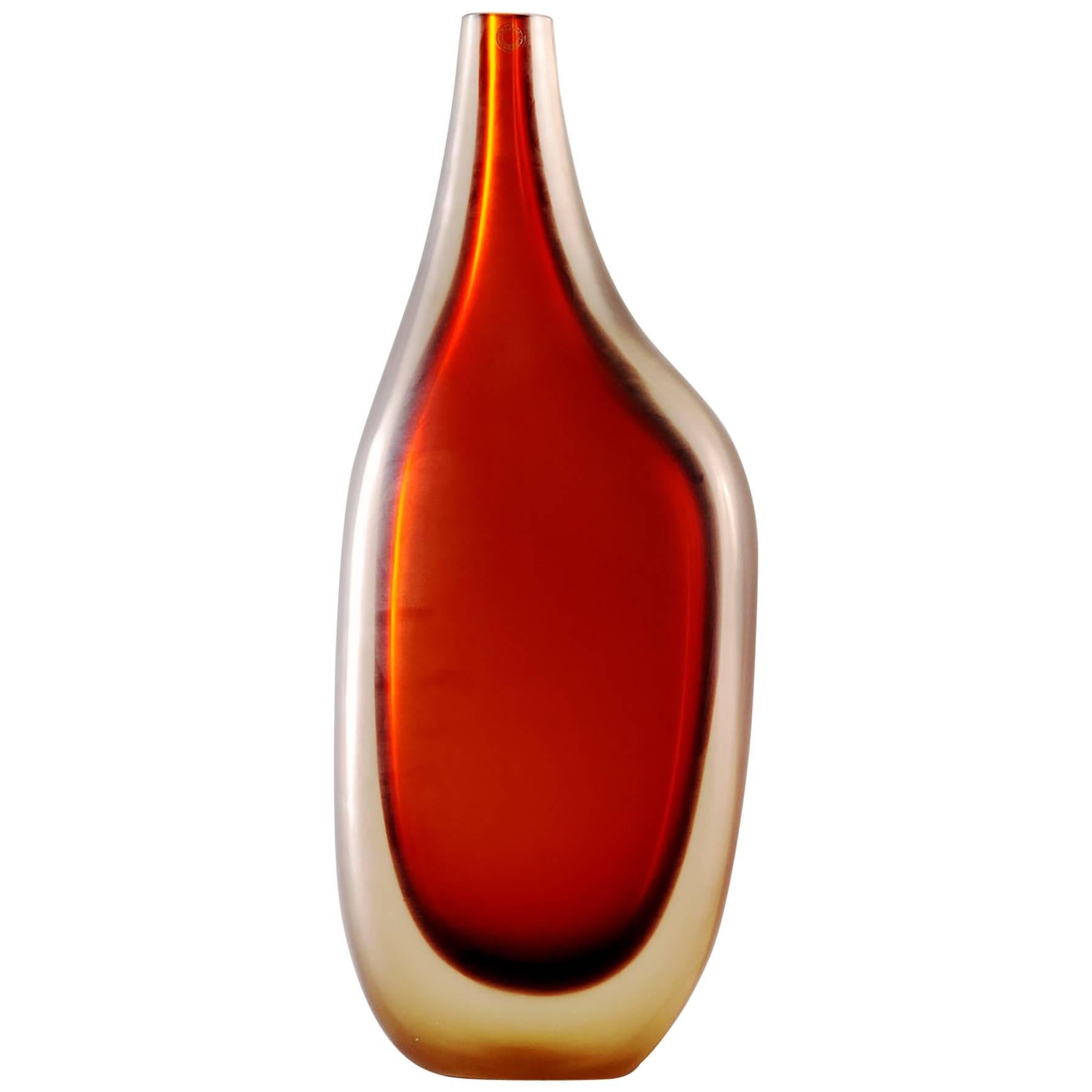 Limited Edition Red Murano Cased Glass Vase by Ivan Baj for Arcade