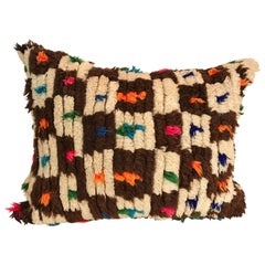 Custom Pillow Cut from a Hand Loomed Wool Moroccan Rug, Atlas Mountains