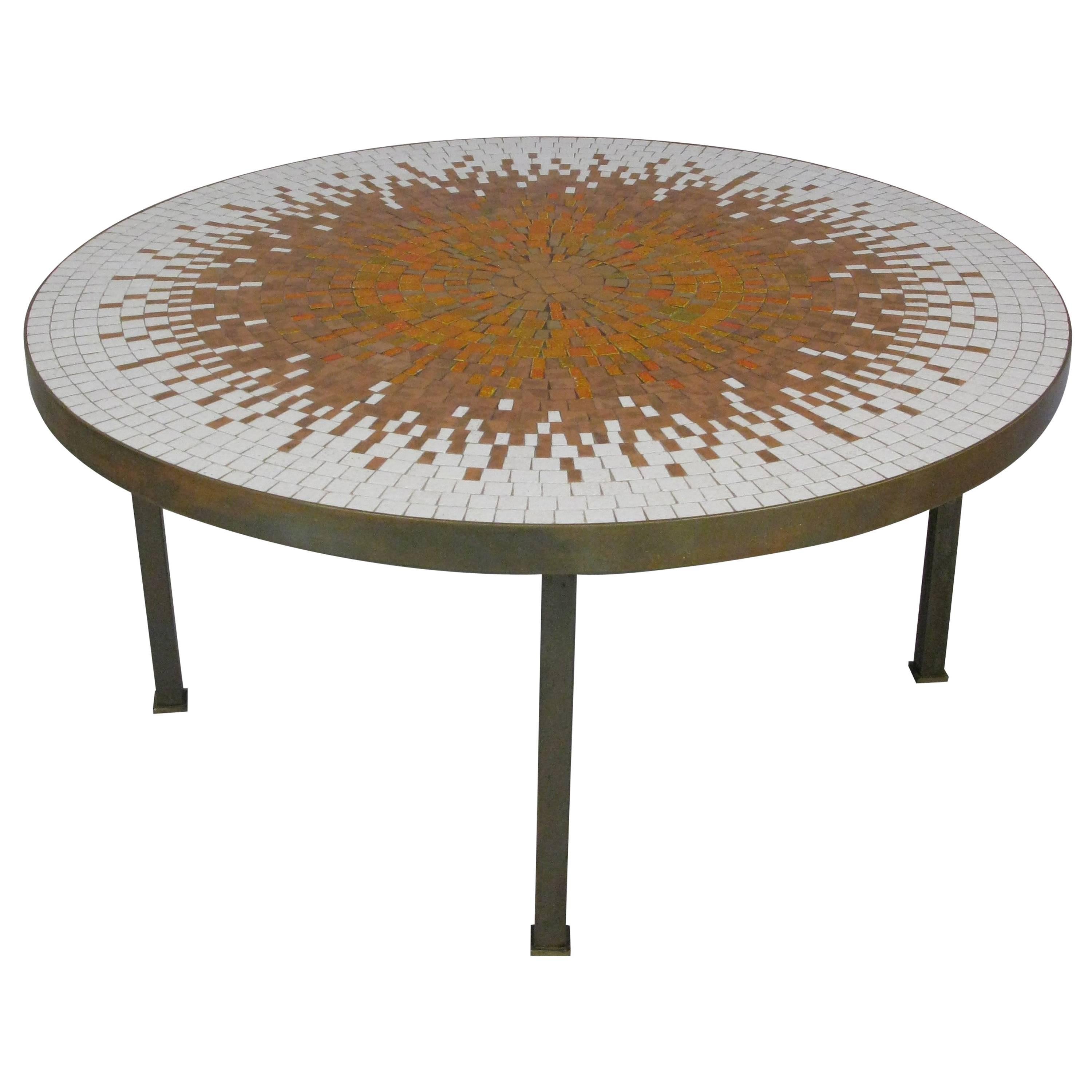 Mid-Century Modern Round Mosaic Coffee Table