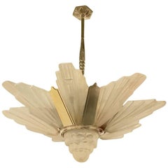 Monumental French Art Deco Starburst Chandelier by Sabino and Degué