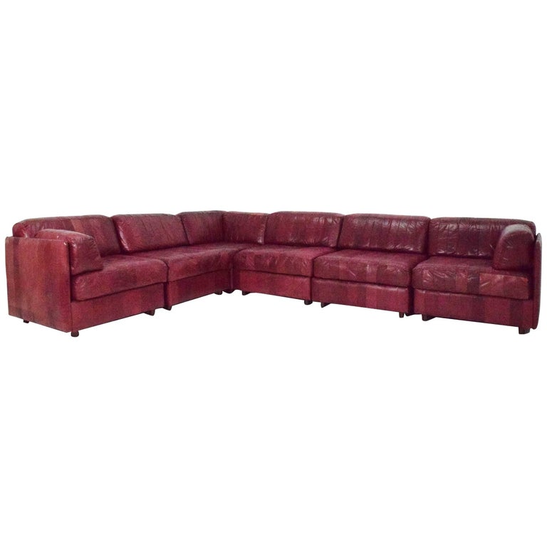 De Sede Style Leather Sectional At 1stdibs