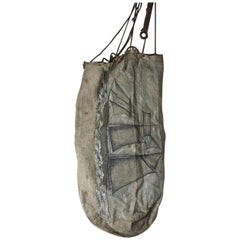 Late 19th Century French Sailors Canvas Sack with Painting of a Ship