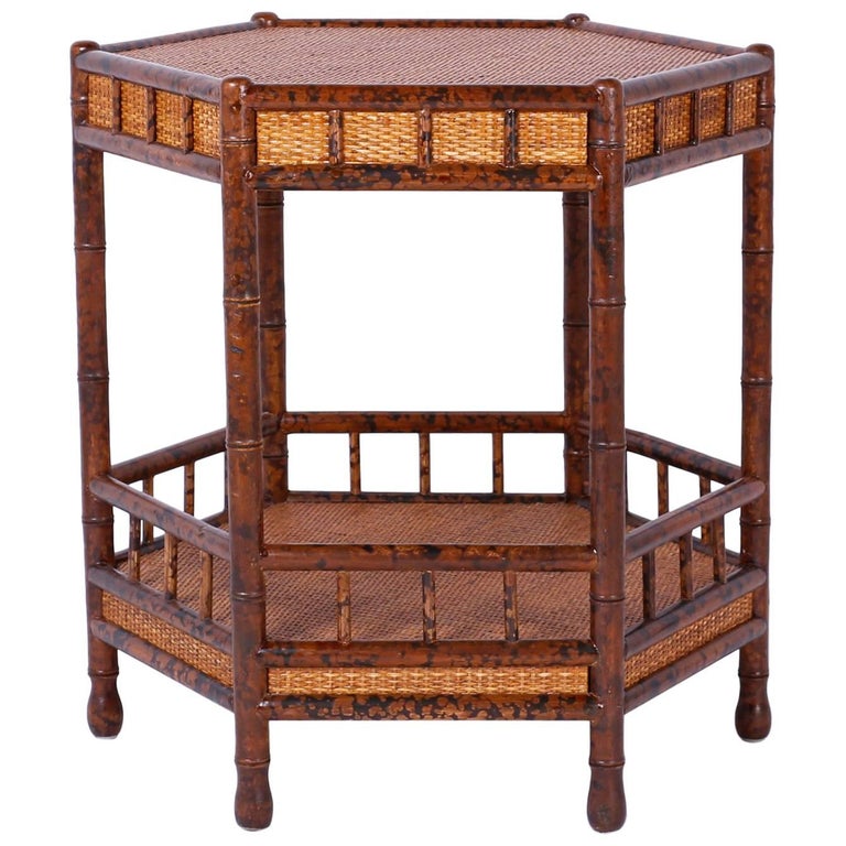 Faux Bamboo Side Table For Sale at 1stDibs