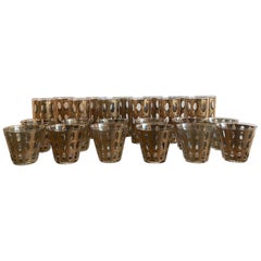 Retro Set of 24 Culver Pisa Cocktail Glasses  22-Karat Gold Barware