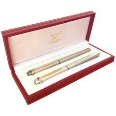 Two Vendome Cartier Vintage Gold Sterling Fountain Pens