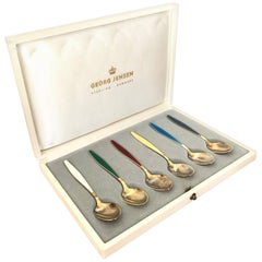 Georg Jensen Midcentury Sterling Spoons, Set of Six