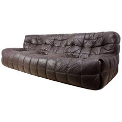 Vintage Midcentury Leather Kashima Sofa by Ligne Roset