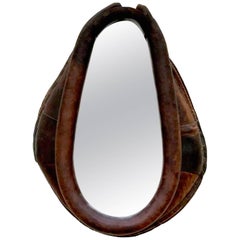 English Leather Horse Collar Mirror 