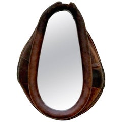 English Leather Horse Collar Mirror