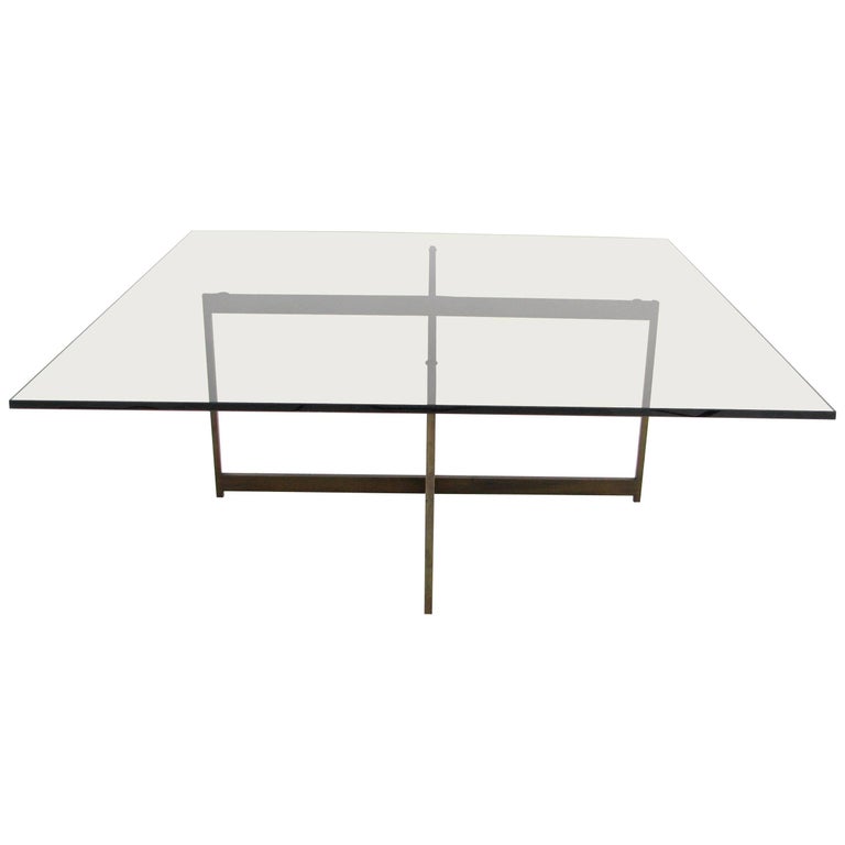 Milo Baughman Tri Level Brass and Glass Swivel Coffee Table at 1stdibs