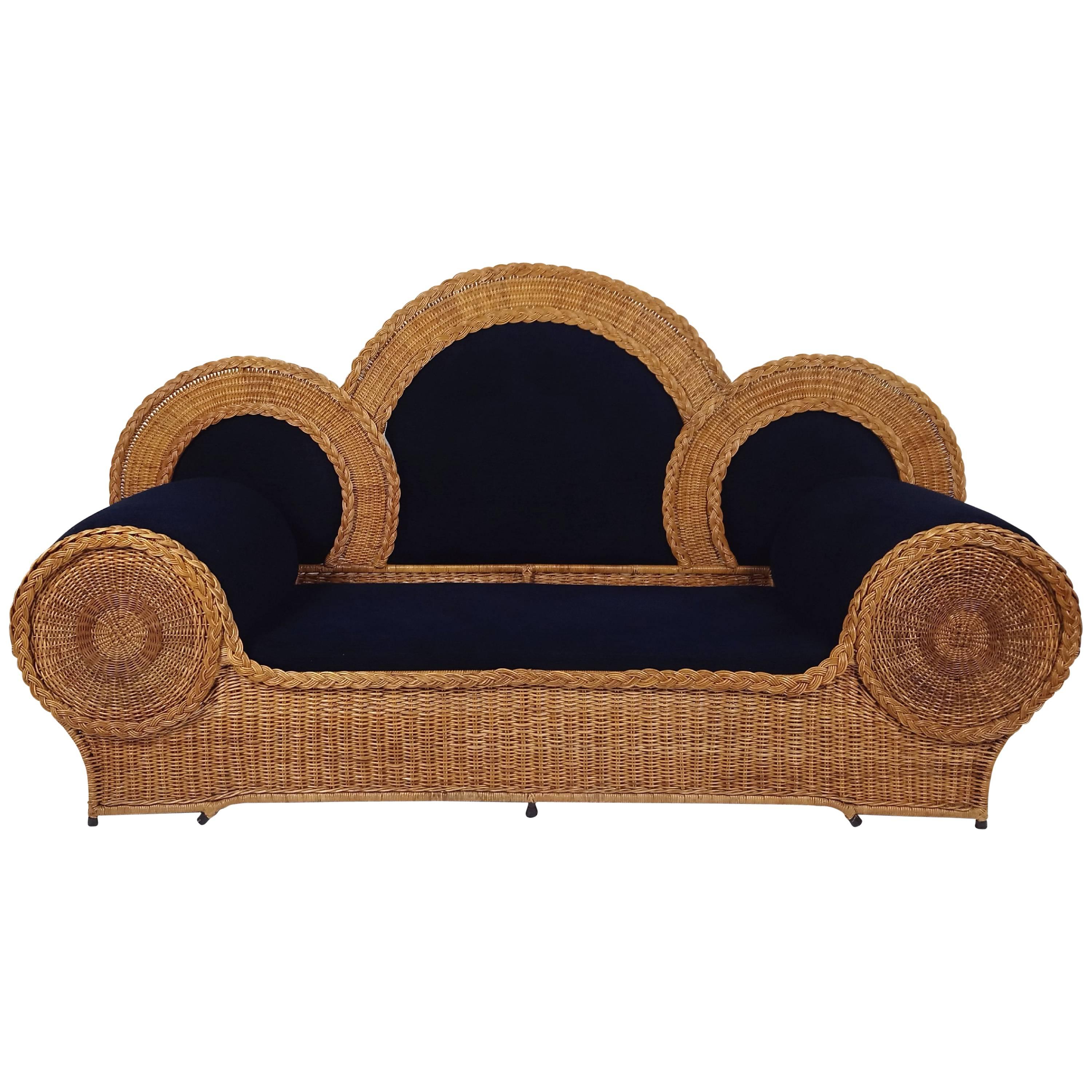 Mid-20th Century Biba Wicker Sofa