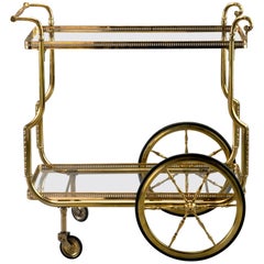 Antique Brass and Glass Bar or Tea Trolley