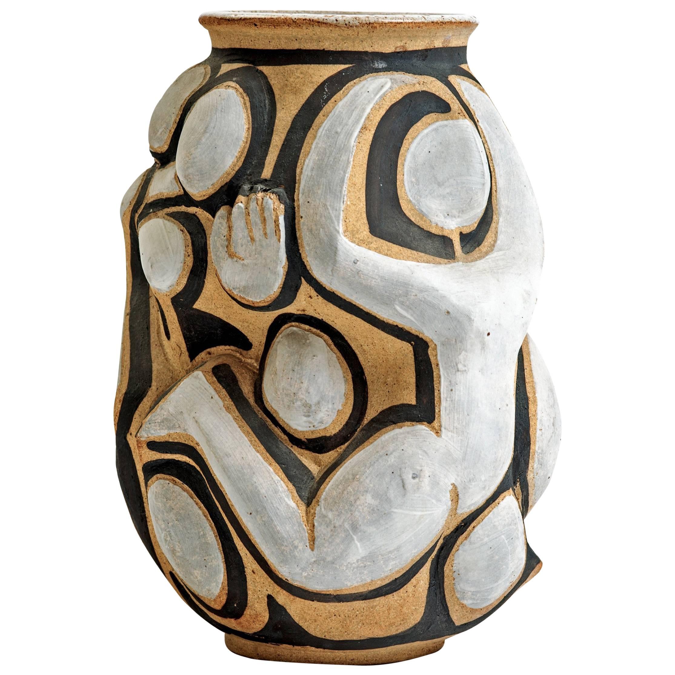 Figural Sculptural Stoneware Vase