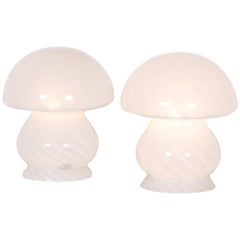 Pair of Murano Glass Mushroom Shaped Table Lamps, 1960s