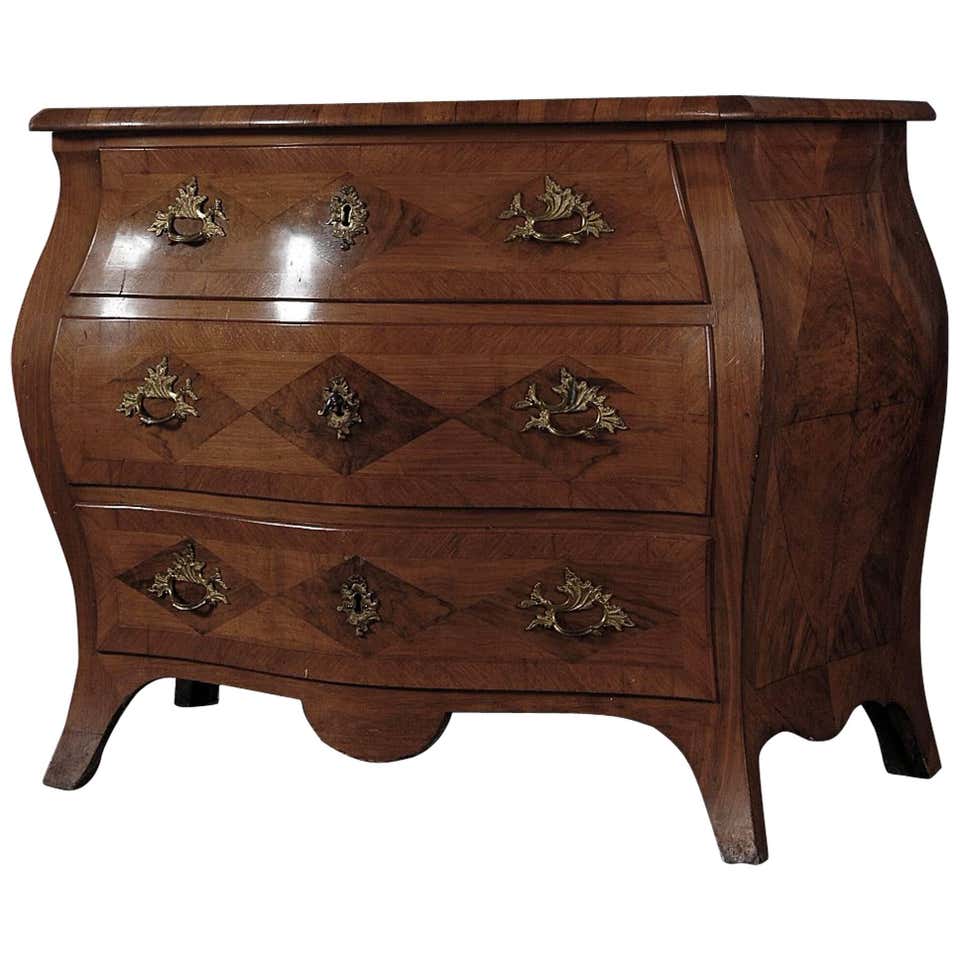 Elegant Simple Northern 18th Century Baroque Commode Galbée in Bleached ...