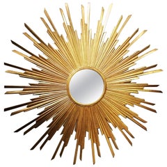 Very Large Continental Gilded Wood Sunburst Mirror