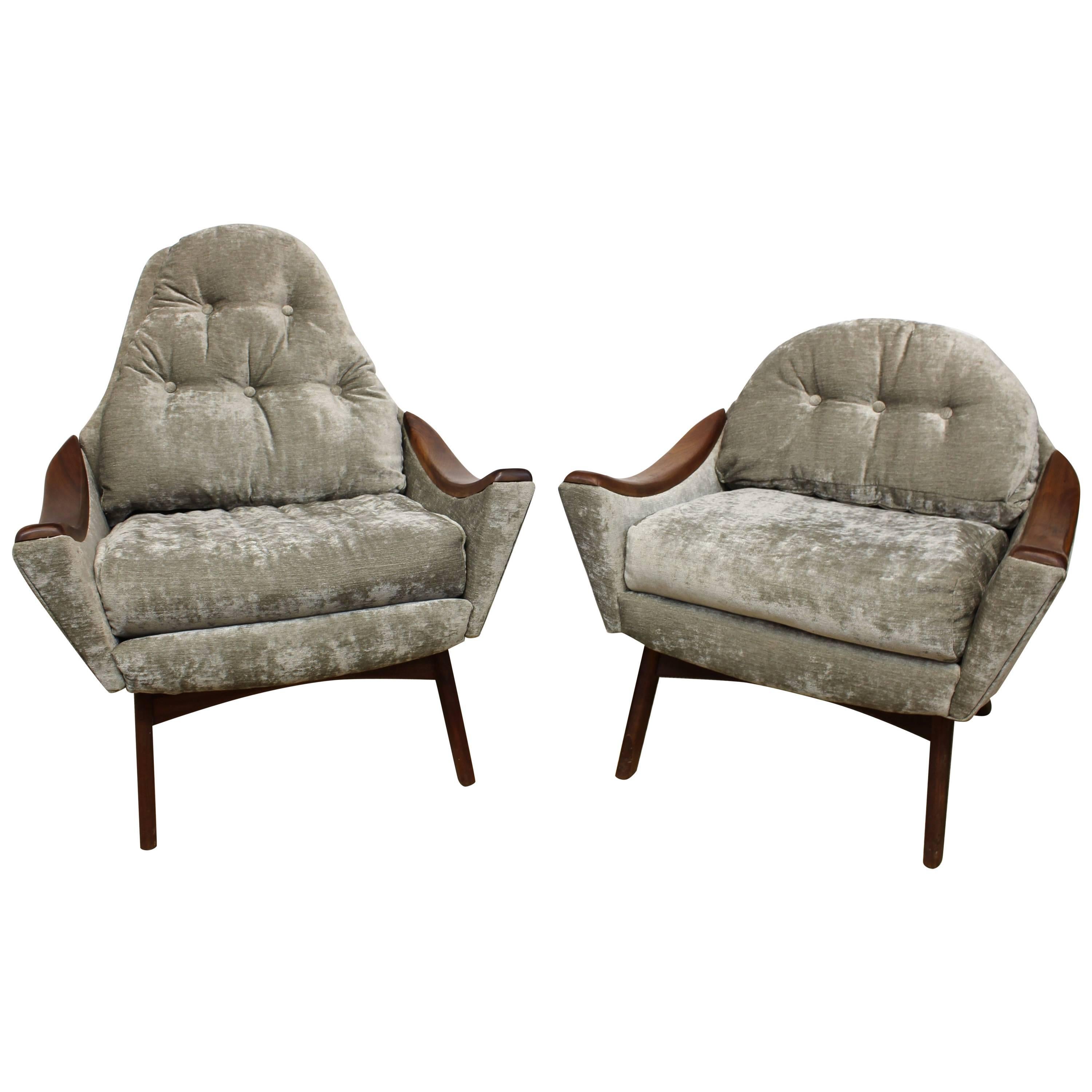 Adrian Pearsall 'Mama' and 'Papa' Lounge Chairs in Velvet