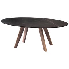 Contemporary Oval Table, Granite, and Walnut, Designed by LCMX