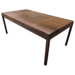 Tommi Parzinger Dining Table Lacquered Mahogany with Satinwood Inlays