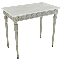 19th Century French Louis XVI Style Hand Carved Console Table with Marble Top