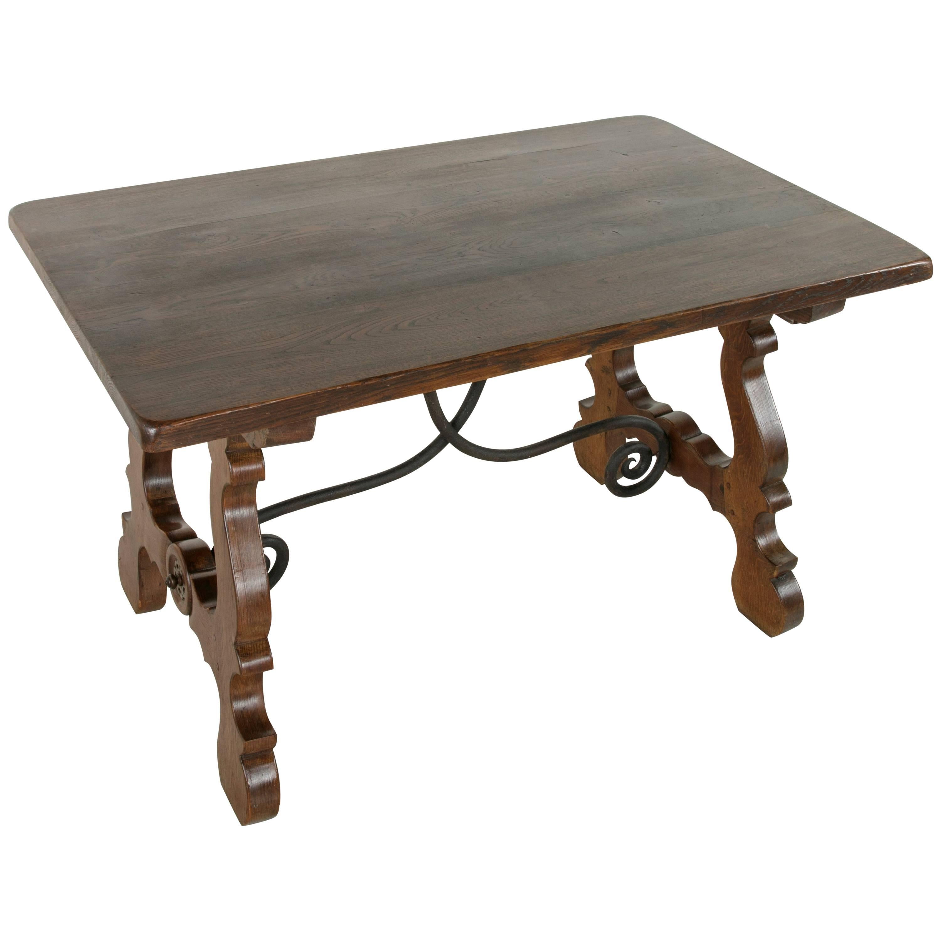 Early 20th Century Spanish Renaissance Style Table or Desk with Iron Stretcher