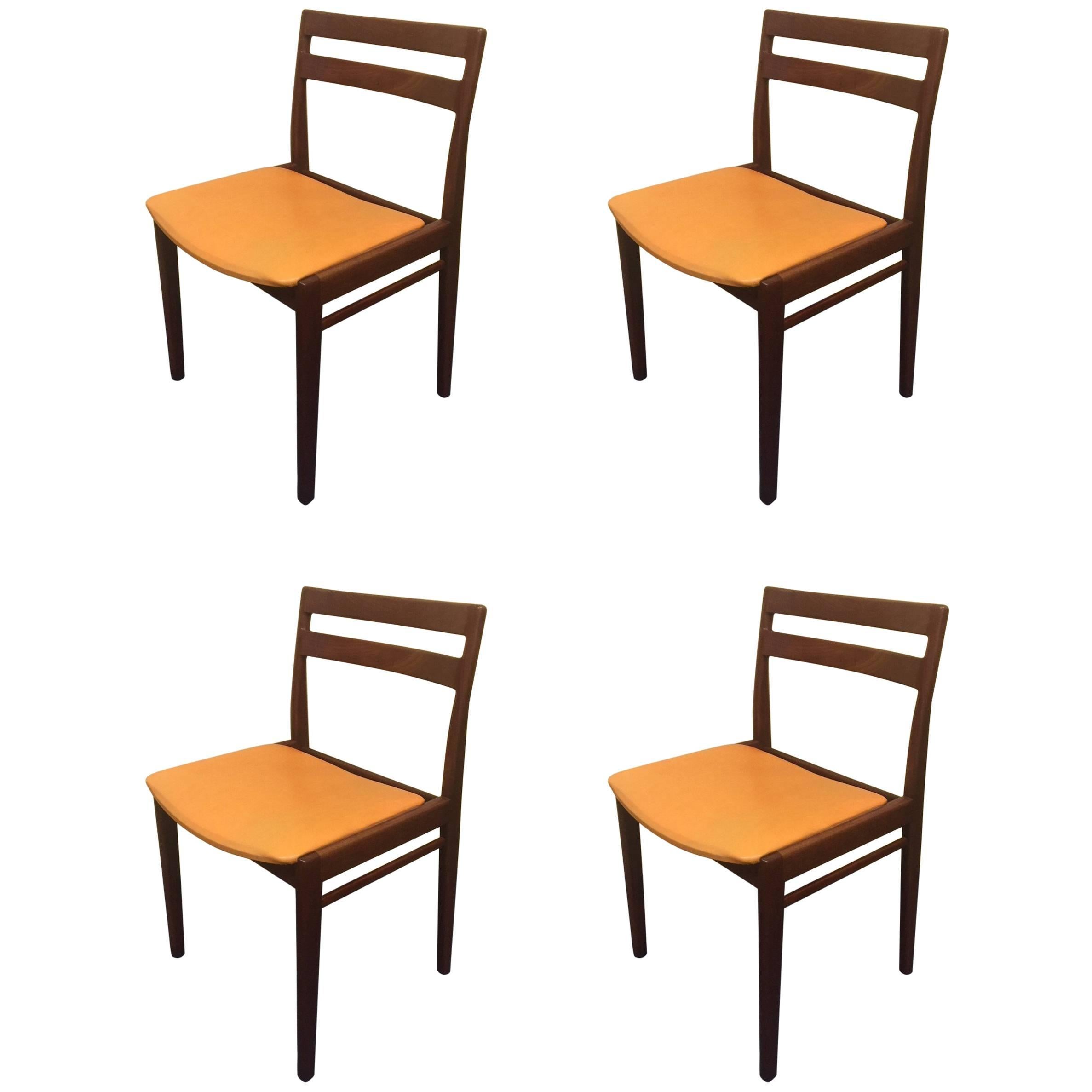 Set of Four Danish Midcentury Walnut Dining Chairs by Henry Rosengren Hansen