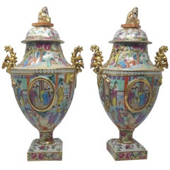 Pair of 19th Century Canton Enamel Vases