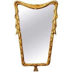 1940s Italian Giltwood Trompe L'Oeil Mirror