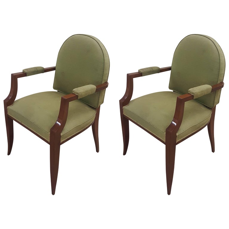 Pair of French 1940s Mahogany Armchairs For Sale at 1stdibs