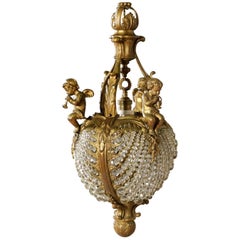 Ceiling Lamp Gilded Bronze Antiques Manufactured in Italy, End of 1800