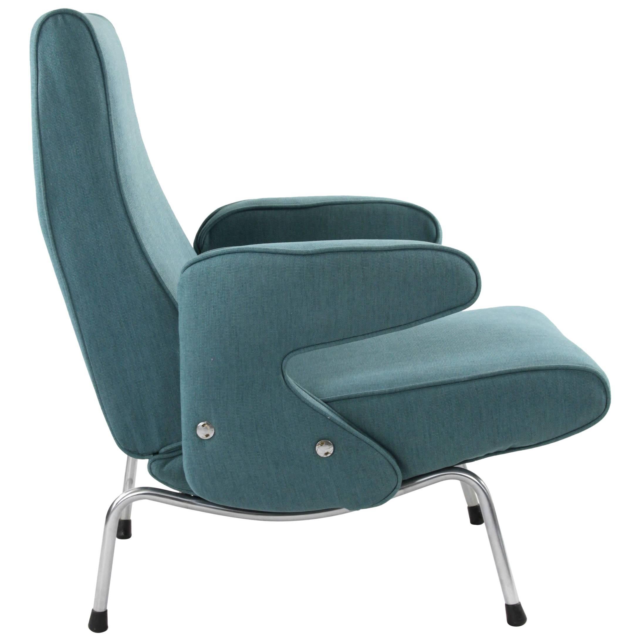 Erberto Carboni for Arflex Light Blue Delfino Chair with Chrome Legs, 1955