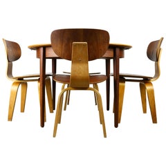 Cees Braakman for UMS Pastoe Dining Set 1952 SB02, TT05 Beige Brown Yellow Teak