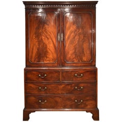 Antique Good Late 18th Century Mahogany Linen Press