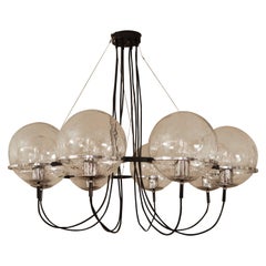 Large Dutch Design RAAK Amsterdam ''Saturnus'' Chandelier 1960 Black Silver