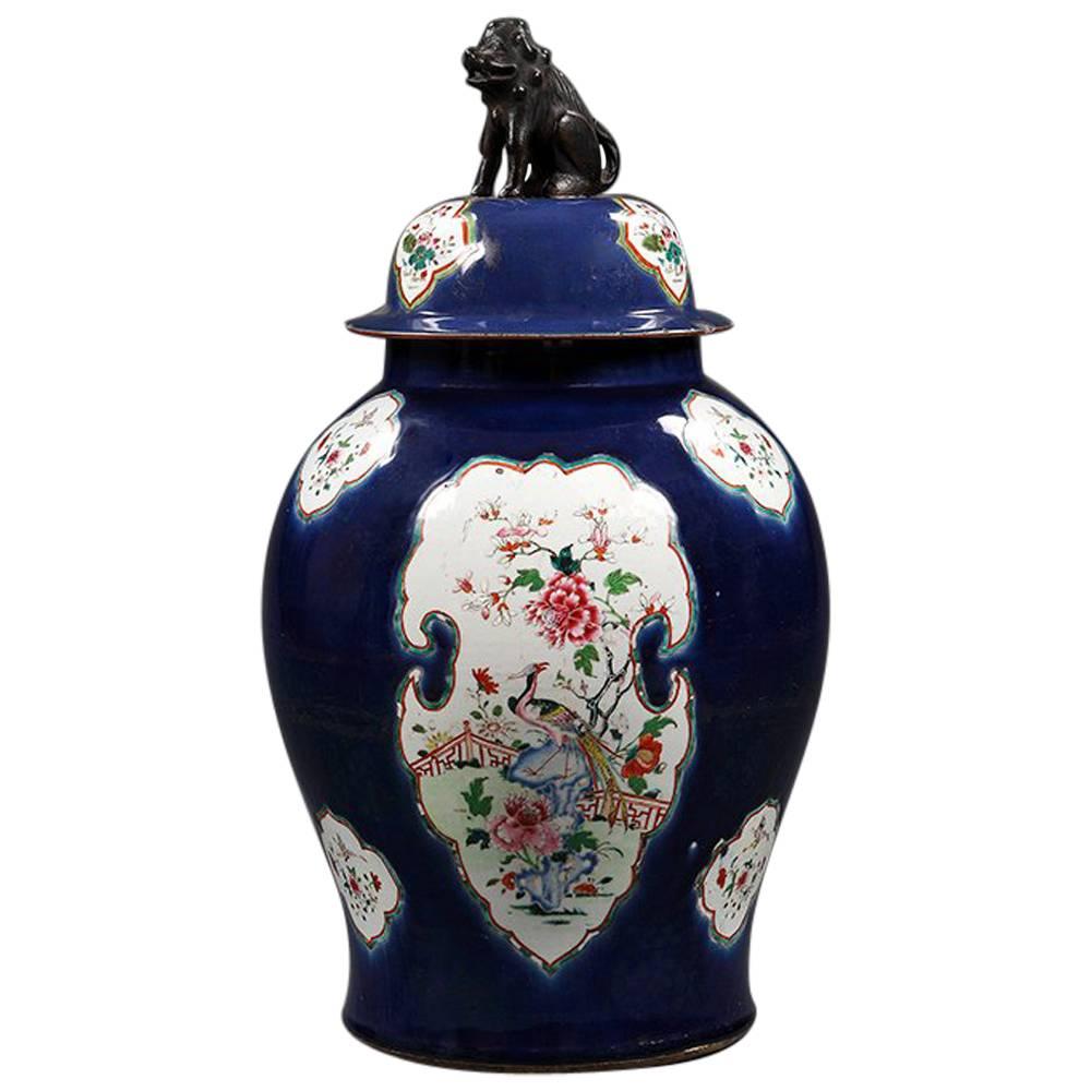 18th Century Chinese blue Covered Vase