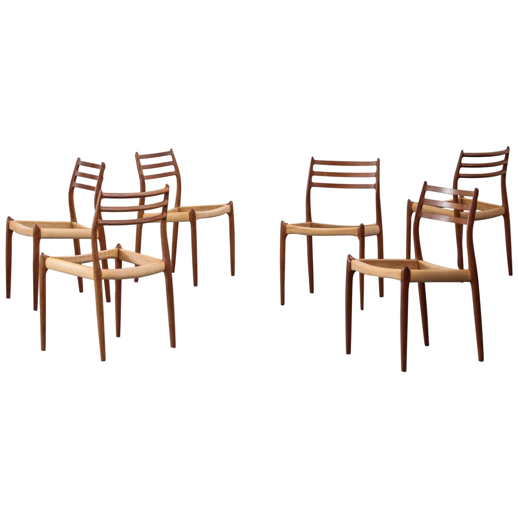 Set of Six Danish Chairs Niels O. Moller Model 78