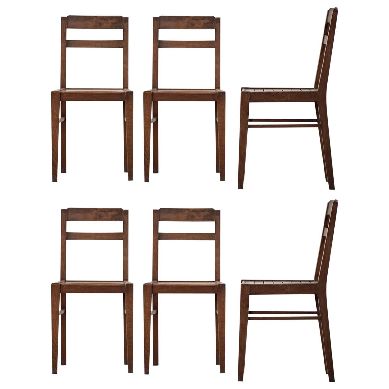 Ensemble de six chaises dans le style de Ren Gabriel, années 1960