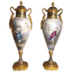 Antique Pair of Gilt Bronze-Mounted Sèvres Vase, French, circa 1870