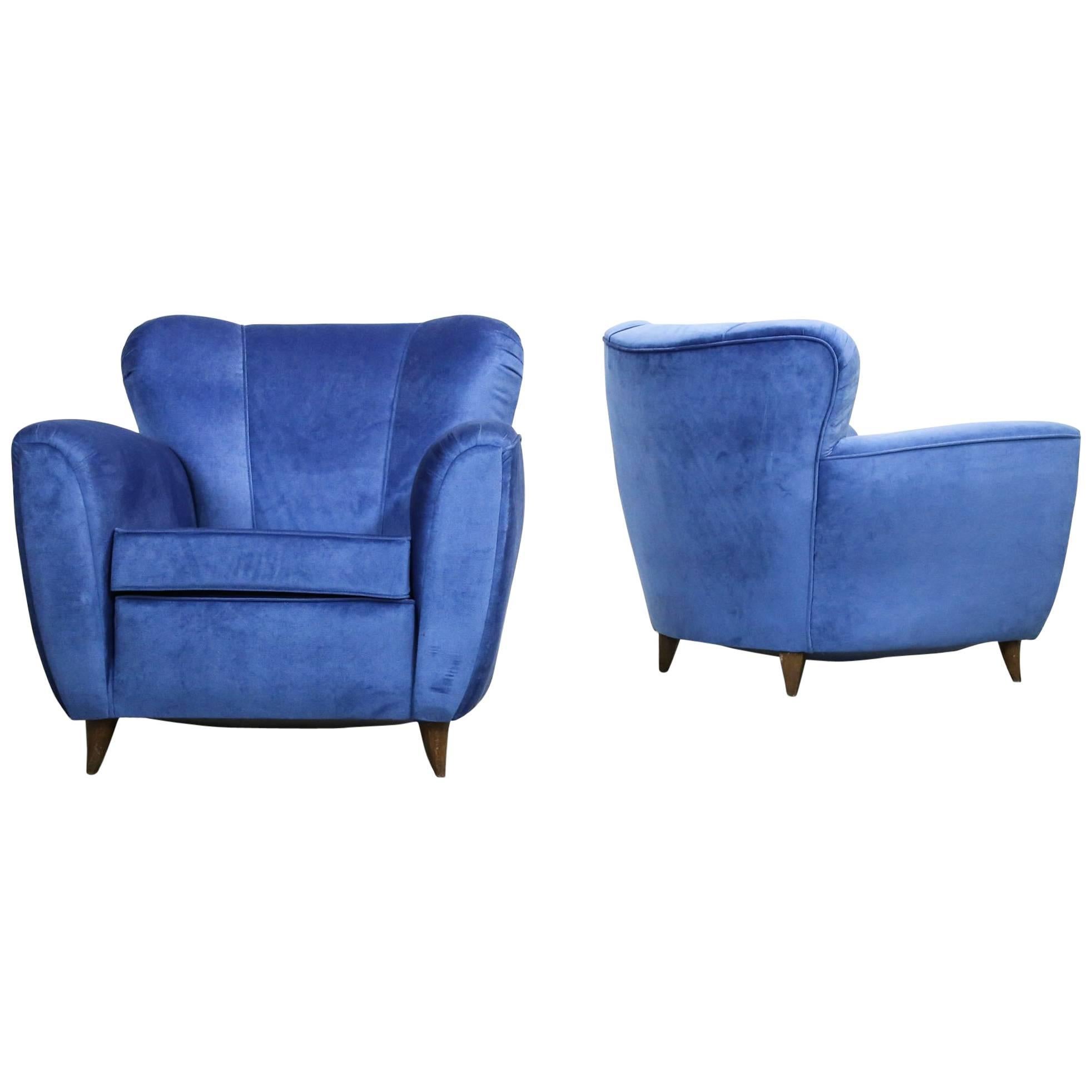 Pair of Armchairs in the Style of Gio Ponti, 1960s For Sale