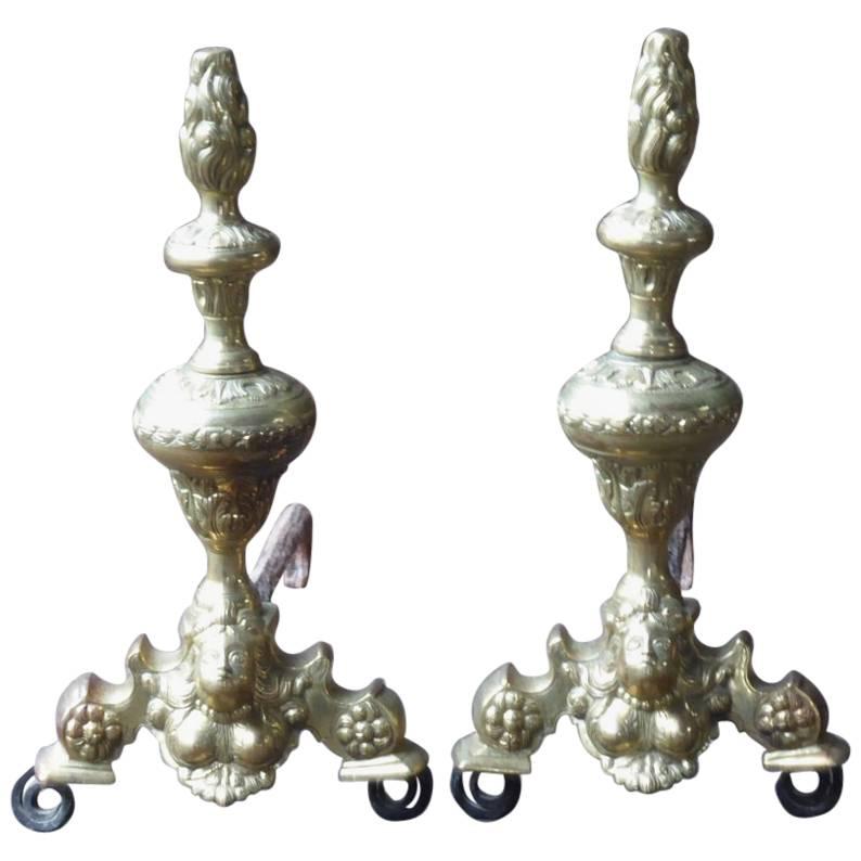 19th Century French Louis XIV Style Andirons or Firedogs