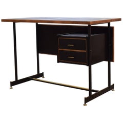 Midcentury Italian Leather and Metal Desk, circa 1950