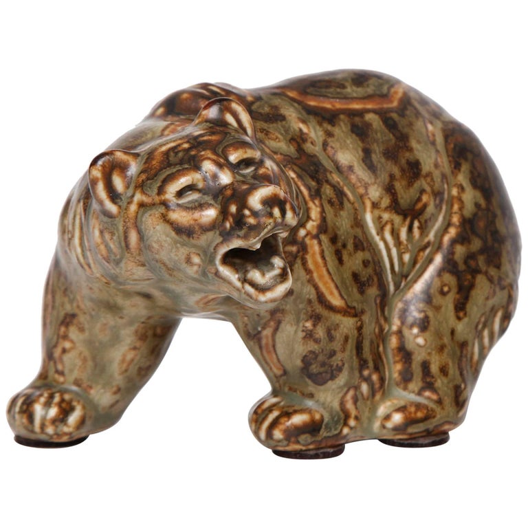 Knud Khyn for Royal Copenhagen, Ceramic Bear, Denmark, circa 1930s For Sale
