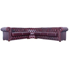 Rochester Chesterfield Corner Sofa Oxblood Red Leather Couch Vintage Rivets