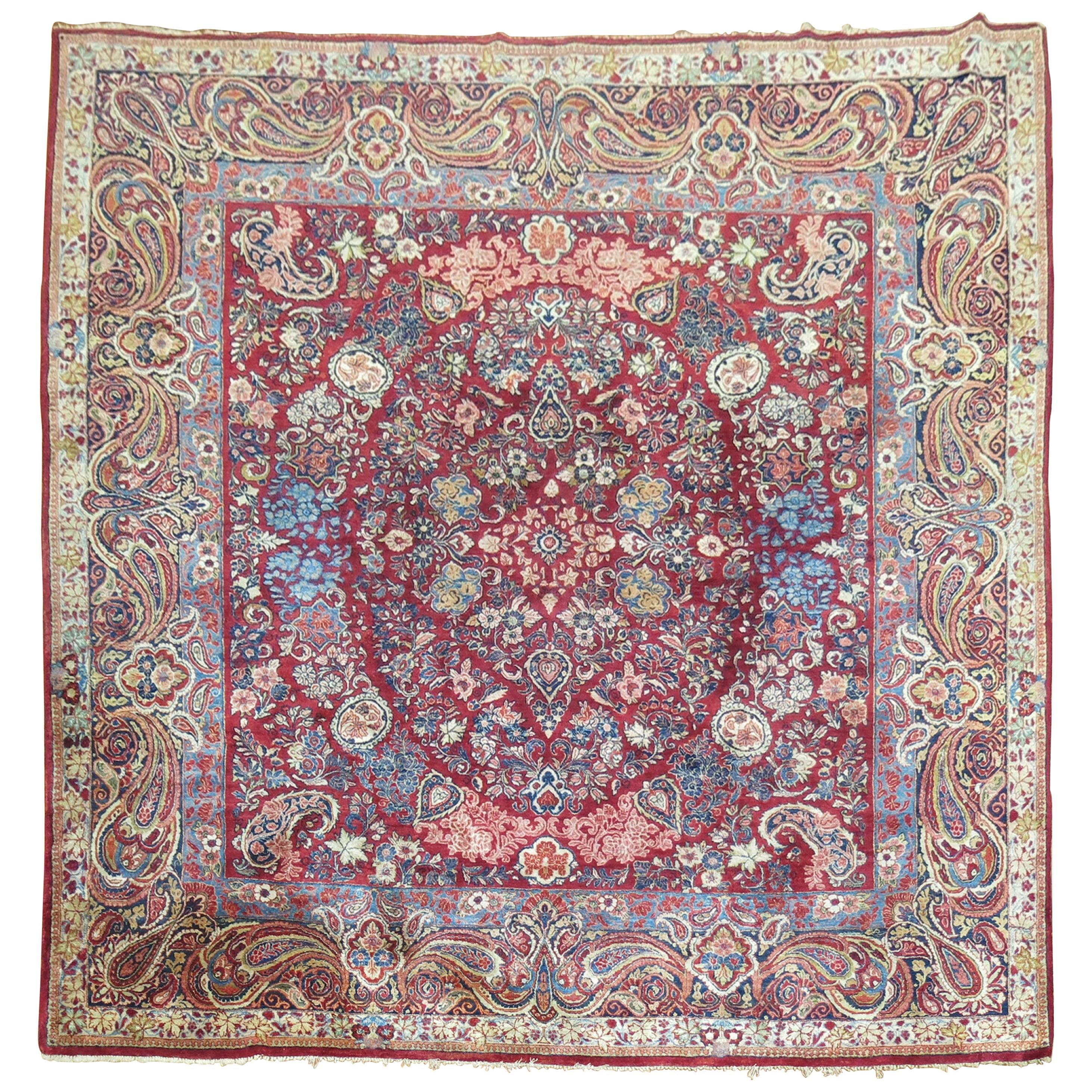 Persian Agra Square Rug For Sale at 1stDibs